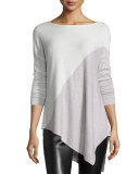 Asymmetric Colorblock Top, Cream
