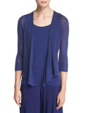 4-Way Linen-Blend Knit Cardigan, Abyss, Plus Size