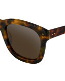 Square Monochromatic Sunglasses, Tortoise/Gold