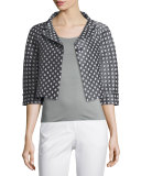 Diamond-Print One-Button Swing Jacket, Gray/Multi