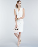 Sleeveless V-Neck Draped Asymmetric Cocktail Dress