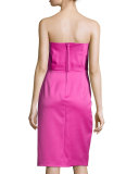 Strapless Pleated Sweetheart Cocktail Dress, Hot Pink