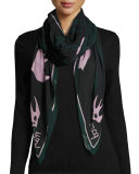 Swallow Swarm Square Modal Scarf, Evergreen