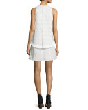 Empire Lace Flounce Dress with Fringe, White