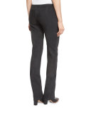 Seamed Suede Straight-Leg Pants, Graphite