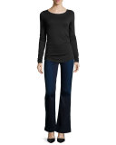 Flare-Leg Two-Tone Jeans