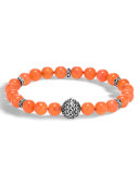 Men's Classic Chain Sterling Silver & Carnelian Bead Bracelet