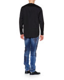 Long-Sleeve Poplin Tee, Black