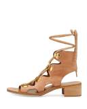 Edna Suede Lace-Up Sandal, Cipria