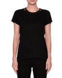 Rockstud Crewneck Cotton Tee, Black