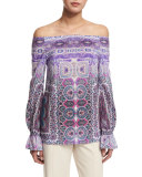 Off-the-Shoulder Paisley-Print Blouse 