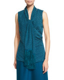 Fil Coupé Shell w/ Fringe Scarf, Tanzanite