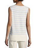 Striped Linen-Blend Melange Sequin Tank, Multi