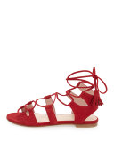 Romanflat Suede Flat Gladiator Sandal, Pomodoro