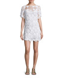 Grace Crochet-Overlay Coverup Dress, Pure White