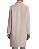 Shawl-Collar Wool-Blend Cocoon Coat, Beige