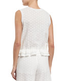 Sleeveless Lace-Back Top, White