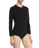 Keziah Long-Sleeve Jersey Bodysuit, Black