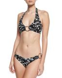 Santorini Brushstroke-Print Halter Swim Top