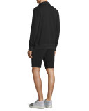 Mesh-Trim Half-Zip Pullover Sweater, Black