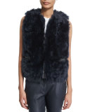 Reversible Zip-Front Fur Vest, Navy