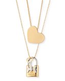 Metal Heart & Padlock Necklace Set