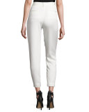 Tailored Stretch Crepe Cropped Pants, Gesso