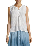 The Camila Sleeveless Henley Top, Dirty White Dashwood Veil