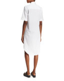 Mara Half-Sleeve Poplin Shirtdress, White