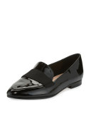 corina patent pointed-toe loafer, black