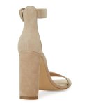 Giselle Suede Chunky-Heel Sandal, Beige