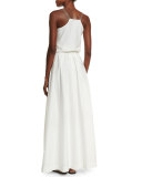 V-Neck Monili-Strap Long Dress, White