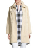 Ruched-Collar Trench Jacket 