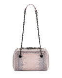 Snakeskin Small Zip-Around Crossbody Bag, Rose