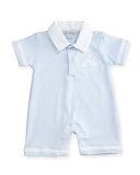 Pique Cottontails Pima Shortall, Blue, Size 0-18 Months