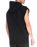 Sleeveless Hooded Pullover Sweater, Black