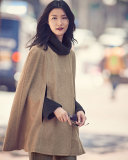 Marta Double-Faced Wool-Blend Cape, Gingersnap