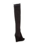 Demivoom Suede/Stretch Wedge Boot, Black