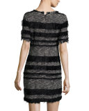 Short-Sleeve Striped Sheath Dress 