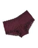 Heather Jersey Boyshorts, Black/Wine
