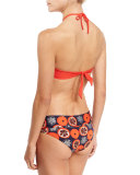 Tangerine Strappy Halter Swim Top, Red