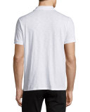 Short-Sleeve Slub Knit Polo Shirt, White