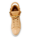 Men's 100mm Leather Mid-Top Sneaker, Natural