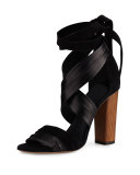 Beatrice Leather & Suede Wrap Sandal, Black