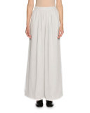 Georgette Wide-Leg Pants, Light Gray