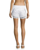 Inca Double-Layer Drawstring Shorts, White Peru Print