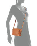 Rockstud Small Leather Zip-Top Camera Bag, Tan