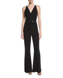 Tilda Sleeveless Flare-Leg Jumpsuit, Black