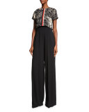 Crepe Flare-Leg Pants