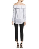 Off-the-Shoulder Poplin Top, White